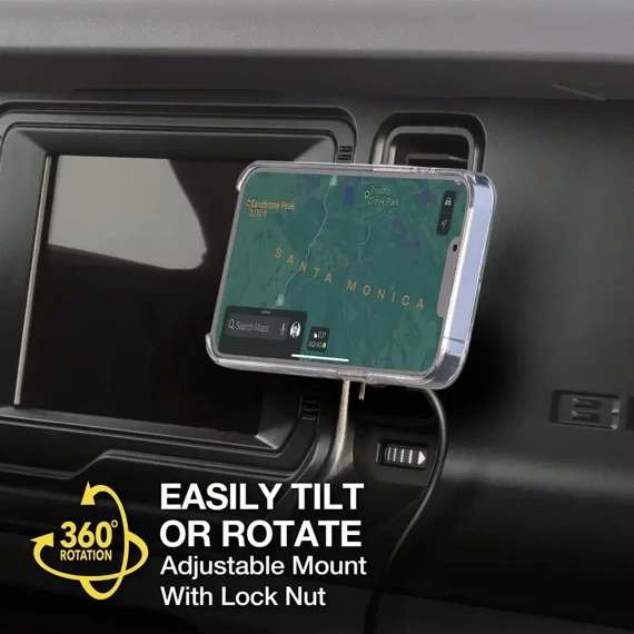 Scosche MagicMount™ Pro Charge5 Dash/Vent uchwyt magnetyczny, indukcyjny do montażu na szybie / desce auta / w biurze z uniwersalną płytką mocującą / MagSafe